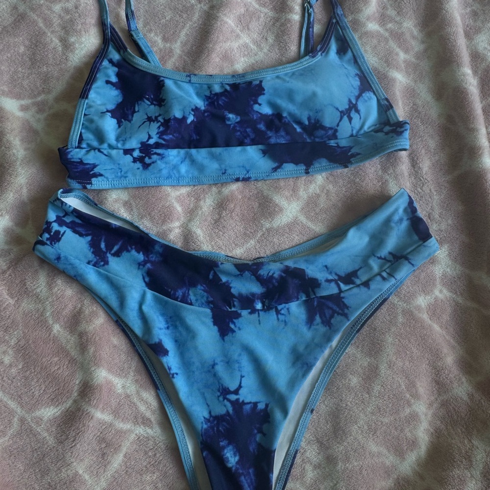 Blue Tie-Dye Bikini Set